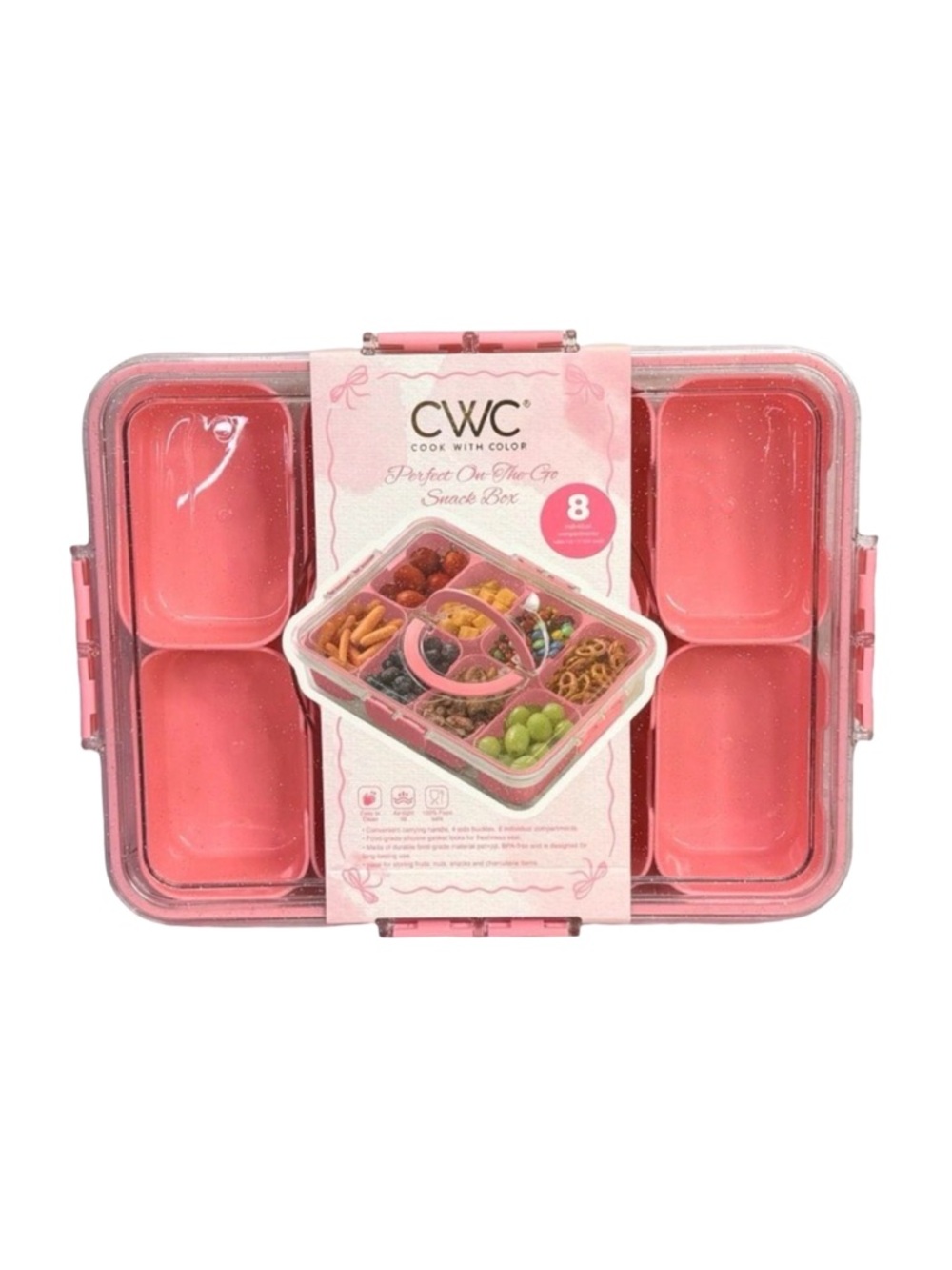 Cook With Color Sparkle Snackle Box Food Storage Container - 12” x 8.75” x 2.5”